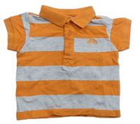 Oranžovo-šedé pruhované polo tričko s výšivkou zn. C&A