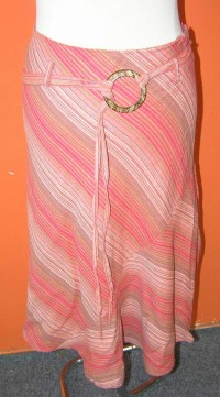 Dámská růžovo-béžová pruhovaná lněná sukně zn. New Look