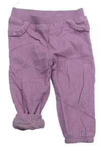 Růžové podšité manšestrové kalhoty zn. C&A