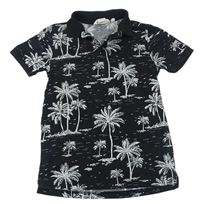 Černé polo tričko s palmami zn. H&M