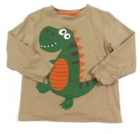 Béžové triko s dinosaurem zn. TU 