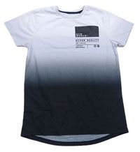 Bílo-černé ombré tričko s potiskem zn. Primark