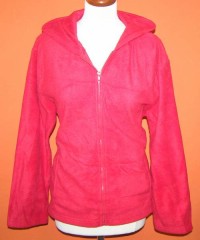 Dámská červená fleecová bunda s kapucí 
