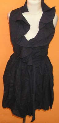 Dámské tmavomodré plátěné zavinovací šaty