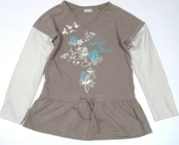 Béžovo-smetanové triko s kytičkami