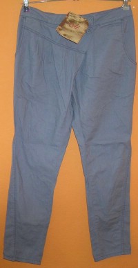 Dámské modré lněné kalhoty 