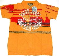 Outlet - Pánské oranžové tričko s límečkem a potiskem