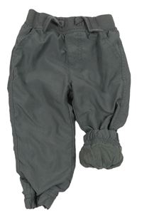 Tmavošedé šusťákové podšité cuff kalhoty s úpletovým pasem zn. C&A