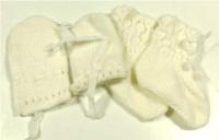 Set - Bílé pletené bačkorky + rukavičky