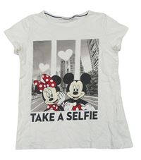 Bílé tričko s Minnie a Mickeym zn. Disney