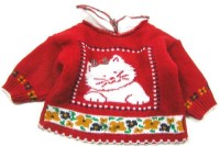 Červený svetr s kočičkou zn.Mothercare
