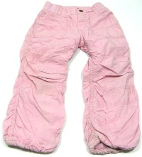 Růžové plátěné kalhoty s motýlky zn. H&M
