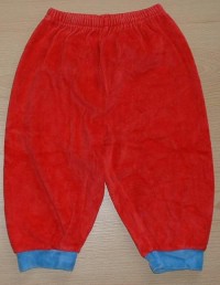 Červeno-modré sametové kalhoty