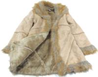 Béžový semišový zimní kabátek s kožíškem 