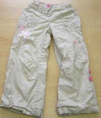 Béžové oteplené rolovací kalhoty s kytičkami zn. George