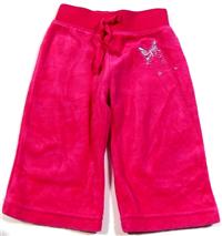 Růžové sametové kalhoty s nápisem motýlkem