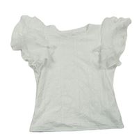 Bílé tričko s dírkovaným vzorem a volánky zn. Shein