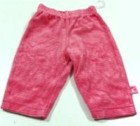 Růžové pruhované sametové kalhoty 