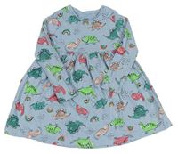 Světlemodré bavlněné šaty s dinosaury a duhami zn. F&F