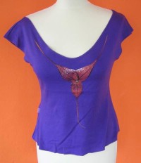 Dámské fialové tričko s květem vel. 38