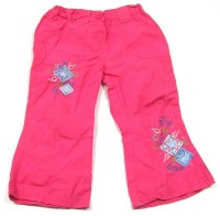 Růžové plátěné kalhoty s kytičkou zn.E-vie angel