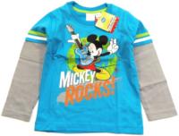Nové - Azurovo-šedé triko s Mickeym zn. Disney 