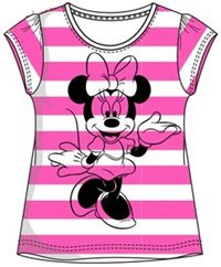Nové - Neonově růžovo-bílé pruhované tričko s Minnie zn. Disney 