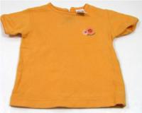 Oranžové tričko s kytičkami 