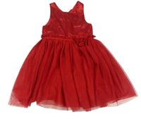 Červené šusťákovo/síťované slavnostní šaty zn. H&M