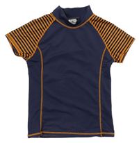 Tmavomodro-oranžové Uv tričko s pruhy zn. Crane