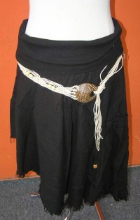 Dámská černá lněná sukně s páskem