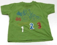 Zelené tričko s bagrem a čísly 