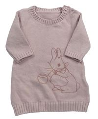 Pudrové svetrové šaty s králíčkem - Peter Rabbit zn. M&S