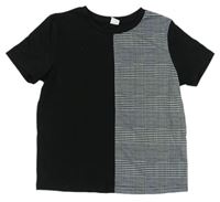 Černo-bílé tričko s kostkovaným vzorem  zn. Shein 