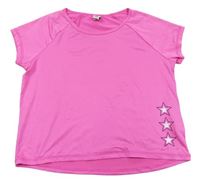 Neonově růžové tričko s hvězdami zn. Yigga