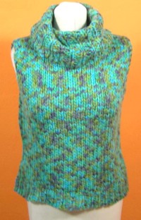 Dámská modro-zeleno-fialová pletená vesta s rolákem zn. River Island