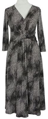 Dámské černo-šedé vzorované midi šaty zn. M&S