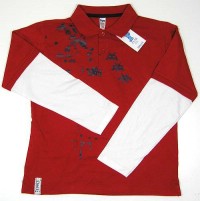 Outlet - Červeno-bílé triko s límečkem zn. Bugsy vel. 11/12 let