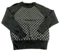 Tmavošedo-šedý kostkovaný svetr zn. H&M 