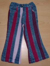 Modro-fialovo-růžové riflovo-manžestrové kalhoty zn. Kute