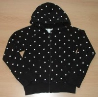 Černá propínací mikinka s hvězdičkami a kapucí zn. H&M vel. 10/11 let