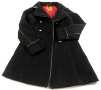 Černý flaušový jarní kabát s límečkem zn. Y.d