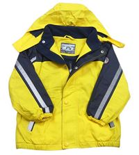 Žluto-tmavomodrá nepromokavá přechodová bunda s kapucí zn. TCM