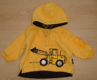 Žlutá fleecová bundička s kapucí a traktorem