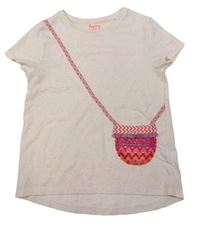 Světlerůžové melírované tričko s kabelkou zn. F&F
