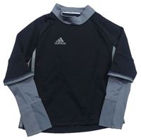 Černo-šedé sportovní funkční triko s logem zn. Adidas