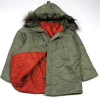 Khaki šusťákový zimní kabátek s kapucí 