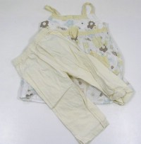 Set- Bílo-žlutá tunika s kytičkami + žluté 3/4 kalhoty 