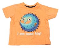Neonově oranžové melírované tričko s mořským ježkem zn. Dopodopo