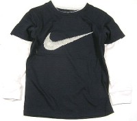 Outlet - Tmavomodro-bílé triko zn. Nike
